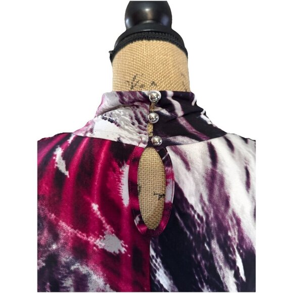 CACHE Turtle Neck Faux Wrap Long Sleeve Blouse Top Pink Y2k 90s Grunge MEDIUM - Picture 3 of 11